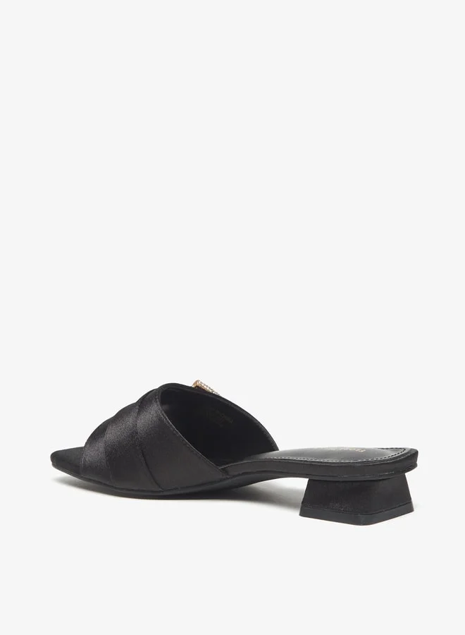 فلورا بيلا Women's Embellished Slip-On Sandals with Block Heels