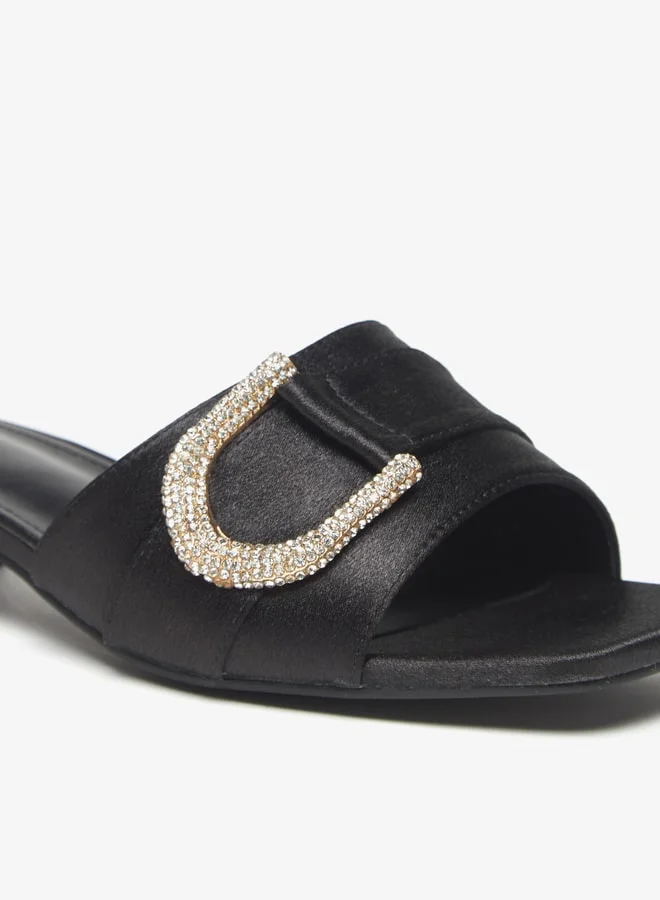 فلورا بيلا Women's Embellished Slip-On Sandals with Block Heels