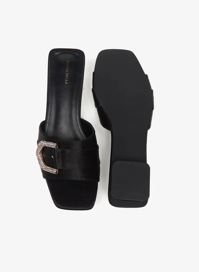 فلورا بيلا Women's Embellished Slip-On Sandals with Block Heels