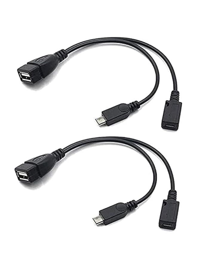 Generic - 2 in 1 OTG Micro USB Host Splitter USB Adapter to Micro 5 Pin Male Female Cable Card Reader Connect Cable OTG Cable - Image 1