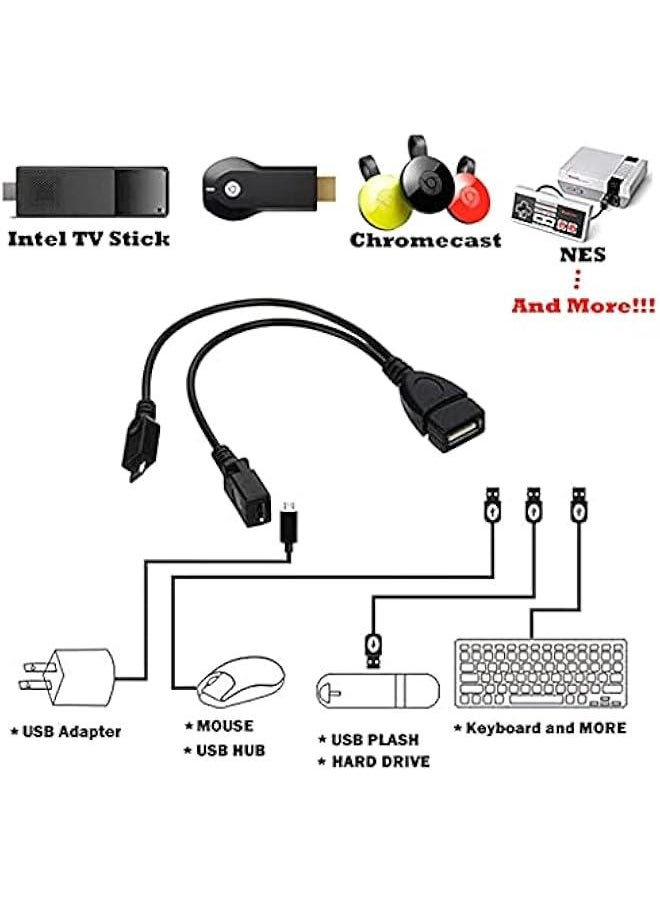 Generic - 2 in 1 OTG Micro USB Host Splitter USB Adapter to Micro 5 Pin Male Female Cable Card Reader Connect Cable OTG Cable - Image 1