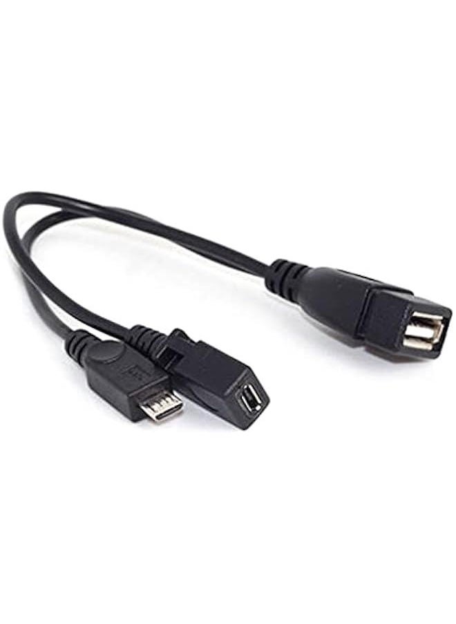 Generic - 2 in 1 OTG Micro USB Host Splitter USB Adapter to Micro 5 Pin Male Female Cable Card Reader Connect Cable OTG Cable - Image 1