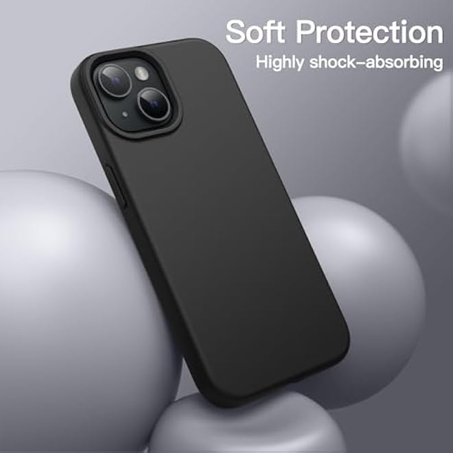JETech Silicone Case for iPhone 13 61Inch SilkySoft Touch FullBody Protective Phone Case Shockproof Cover with Microfiber Lining Black - Image 4