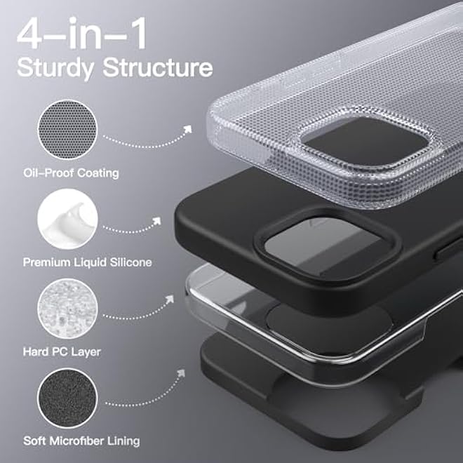 JETech Silicone Case for iPhone 13 61Inch SilkySoft Touch FullBody Protective Phone Case Shockproof Cover with Microfiber Lining Black - Image 3