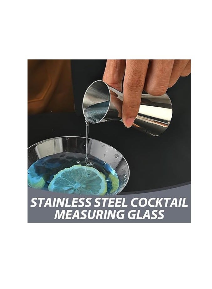 سبيس شوب كوب قياس مصنوع من ستانلس ستيل 304 مزدوج الجانب سعة 25 مل و50 مل للكوكتيل والمشروب للنادل في البار والمنزل والحفلات - Image 2