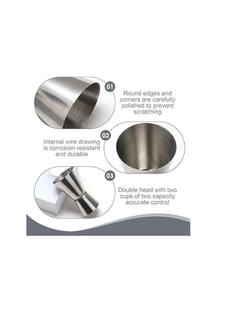 سبيس شوب كوب قياس مصنوع من ستانلس ستيل 304 مزدوج الجانب سعة 25 مل و50 مل للكوكتيل والمشروب للنادل في البار والمنزل والحفلات - Image 3