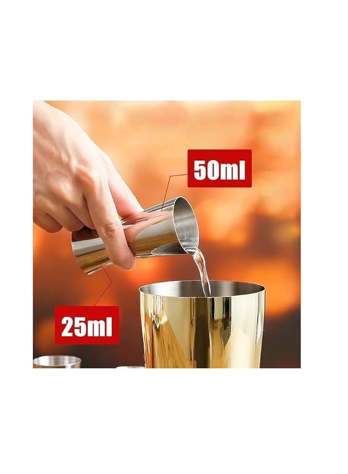 سبيس شوب كوب قياس مصنوع من ستانلس ستيل 304 مزدوج الجانب سعة 25 مل و50 مل للكوكتيل والمشروب للنادل في البار والمنزل والحفلات - Image 5