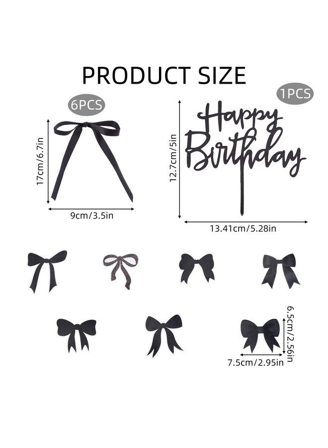 NICENEEDED 19 PCS Bow Cupcake Toppers, Birthday Bowknot Ribbons, Coquette Black Bow Wedding Party Supplies - Image 4