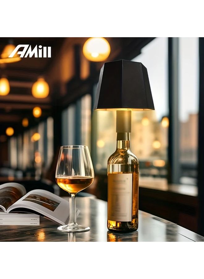 Octagonal Black Dimmable LED Bottle Lamp USB Rechargeable 3 Color Mood Lighting - Image 2