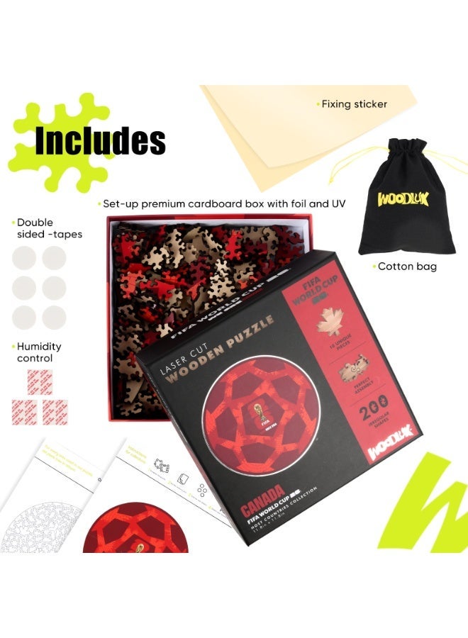 FIFA World Cup Official FIFA World Cup 2026 Wooden Puzzle – Canada Soccer Ball – 200 Pieces | Licensed Gift for Fans - Image 5