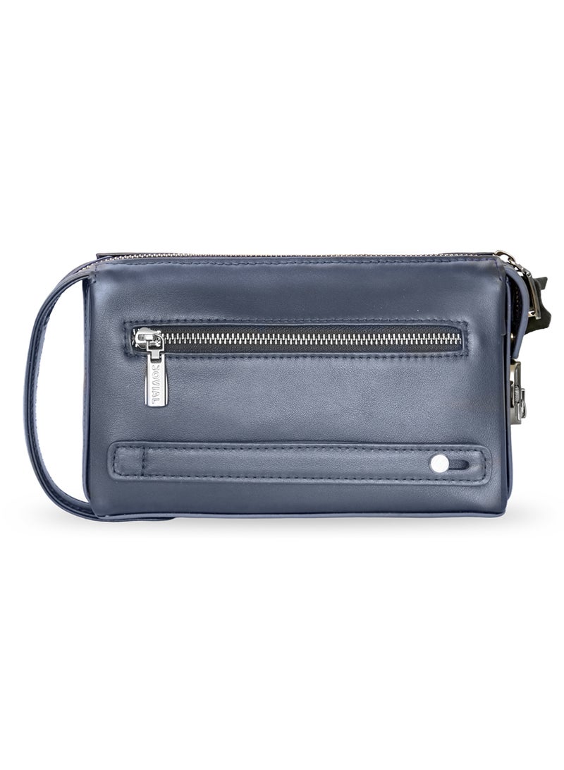 JOVIAL Sleek Leather Handbag Minimalist Design with Zip Closure and Wristlet Strap for Everyday Style - Image 2