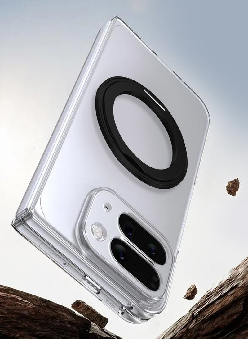 Crystal Clear TPU Fold Case for Google Pixel 10 Pro with Screen Protector - Built-in Strong Magnetic Ring Stand - Anti-Yellowing Crystal Slim Phone Cover - Image 3