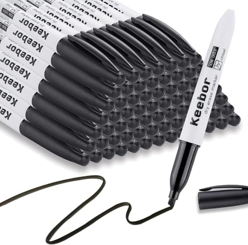Keebor Dry Erase Markers Bulk, Chisel Tip, Black, 72 Pack Low-odor Whiteboard Markers, Office & Back to School Supplies, 20% More Ink - Image 1