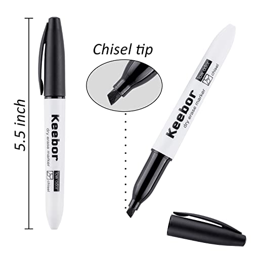 Keebor Dry Erase Markers Bulk, Chisel Tip, Black, 72 Pack Low-odor Whiteboard Markers, Office & Back to School Supplies, 20% More Ink - Image 2