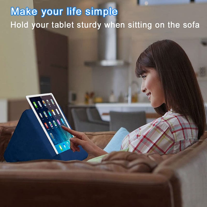 SAMHOUSING Tablet Pillow Stand - Tablet Holder Dock for Bed with Multi-Viewing Angles, Compatible with iPad Pro 9.7, 10.5,12.9 Air Mini 4 3, Kindle, Galaxy Tab, E-Reader (Blue) - Image 1