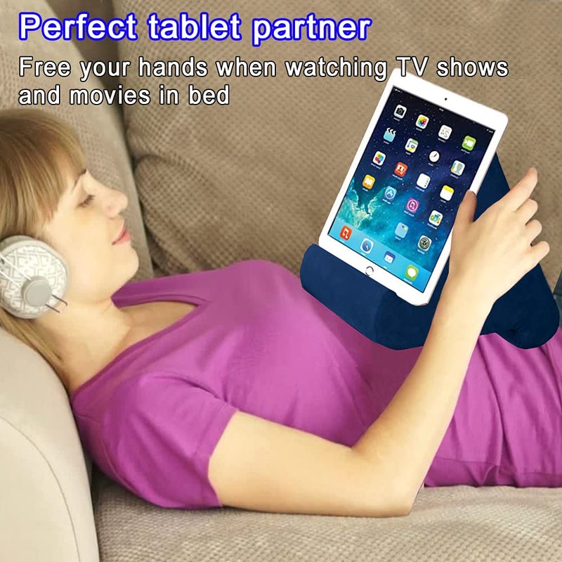 SAMHOUSING Tablet Pillow Stand - Tablet Holder Dock for Bed with Multi-Viewing Angles, Compatible with iPad Pro 9.7, 10.5,12.9 Air Mini 4 3, Kindle, Galaxy Tab, E-Reader (Blue) - Image 2