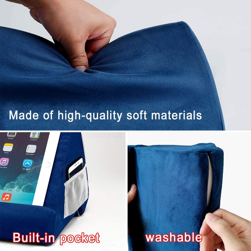 SAMHOUSING Tablet Pillow Stand - Tablet Holder Dock for Bed with Multi-Viewing Angles, Compatible with iPad Pro 9.7, 10.5,12.9 Air Mini 4 3, Kindle, Galaxy Tab, E-Reader (Blue) - Image 4