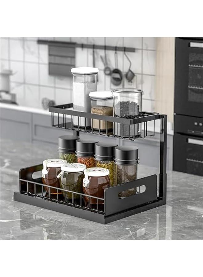 MIXDE Under Sink Organizer, Pull Out Cabinet Organizer 2 Tier Slide Out Sink Shelf Cabinet Storage Shelves, Under Sink Storage for Kitchen Bathroom Cabinet (Black)  - Image 2