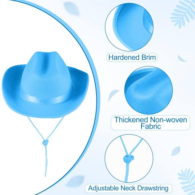 هيركيسي Hercicy 6 PCS Kids Cowboy Hat Hat Western Western Hat for Boys and Girls Dress Costume Bachelor Party Supplies (Blue) - Image 3