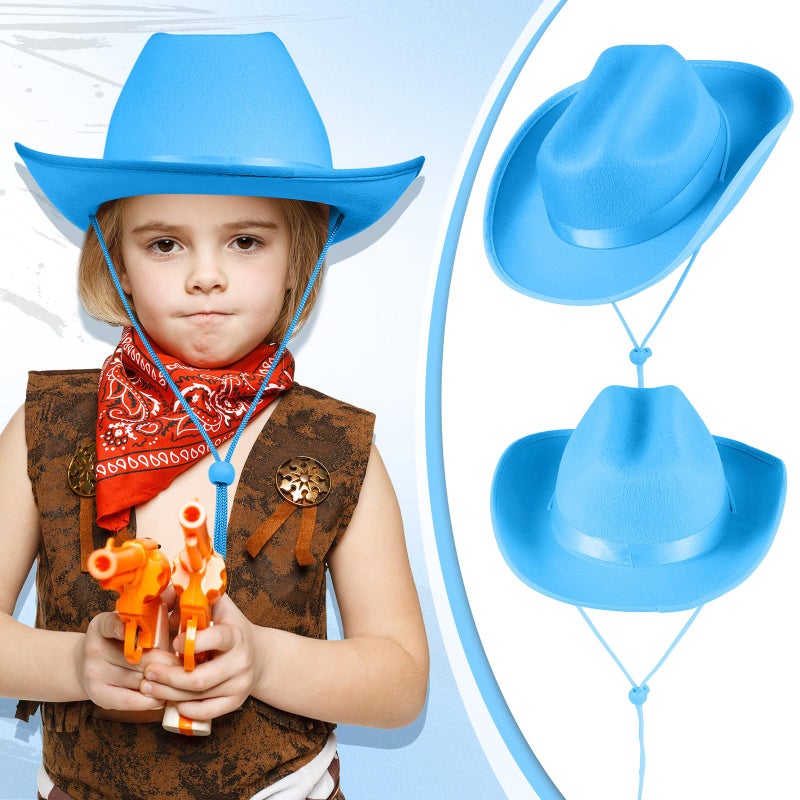 هيركيسي Hercicy 6 PCS Kids Cowboy Hat Hat Western Western Hat for Boys and Girls Dress Costume Bachelor Party Supplies (Blue) - Image 4