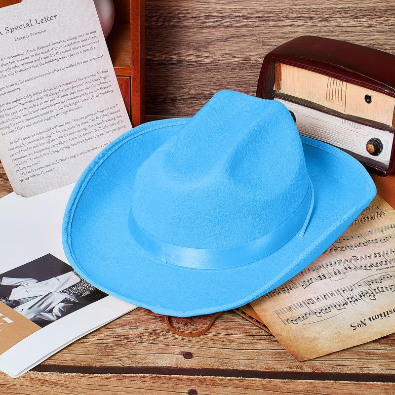 هيركيسي Hercicy 6 PCS Kids Cowboy Hat Hat Western Western Hat for Boys and Girls Dress Costume Bachelor Party Supplies (Blue) - Image 5