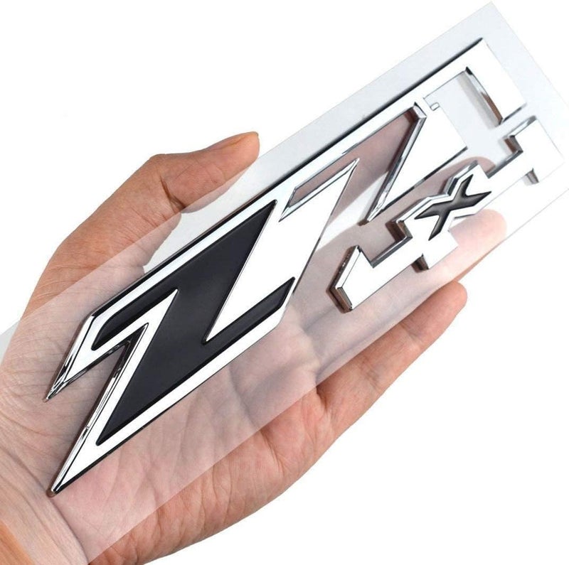 EmbRoom 2 Pack Z71 4x4 Emblems Badges Compatible for GMC Chevy Silverado Sierra Tahoe Suburban 1500 2500hd 3500hd Decal (Chrome/Black) Individual & group usable