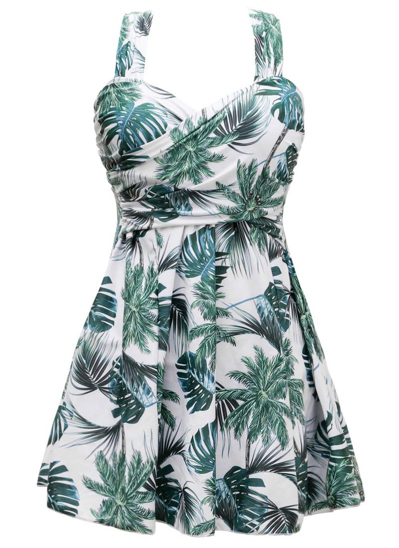 COCOPEAR Women's Elegant Crossover One Piece Swimdress Floral Skirted Swimsuit Floral 97 4XL/20-22 - Image 1