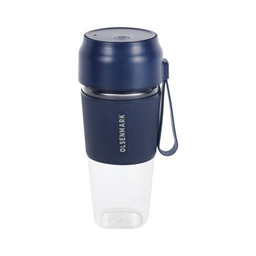 Olsenmark Rechargeable Blender - OMSB2439/ 300ml Portable Mini Juicer, 60W Motor, USB Rechargeable Smoothie & Shake Maker, Bottle Fruit Mixer with Safety Lock, Hanging Loop Design/ Ideal for Home, Office, Travel & Outdoor Use 300 ml 60 W OMSB2439 Blue/Clear - Image 1