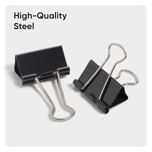 U Brands مشابك ملفات U Brands، متوسطة 1-1/4" عرض، سعة حمل ورق 1/2"، أسود وفضي فولاذ، 96 قطعة - Image 4