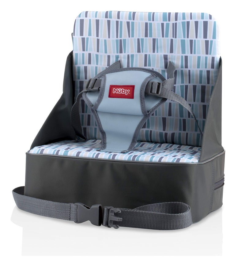 Nuby Easy Go Booster Seat - Travel Booster Seat for Babies and Toddlers - Holds Up to 35 Pounds - 9+ Months - Gray - Image 1
