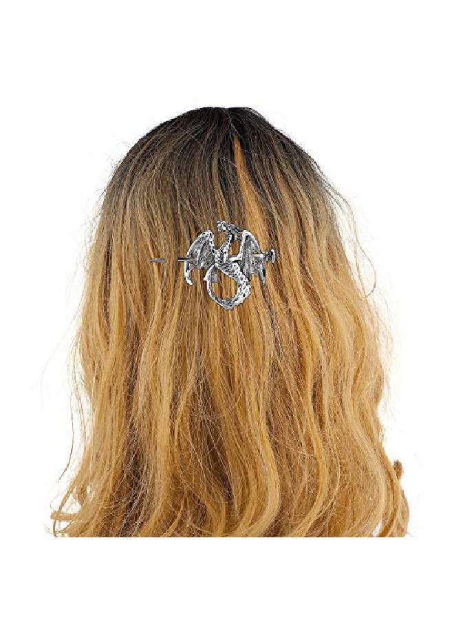 Lux Accessories Silver Tone Mystical Dragon Nailed Wings Fashionable Hair Accessories - Image 5