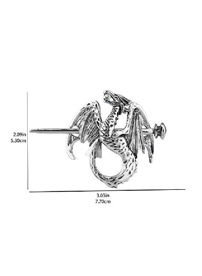 Lux Accessories Silver Tone Mystical Dragon Nailed Wings Fashionable Hair Accessories - Image 4