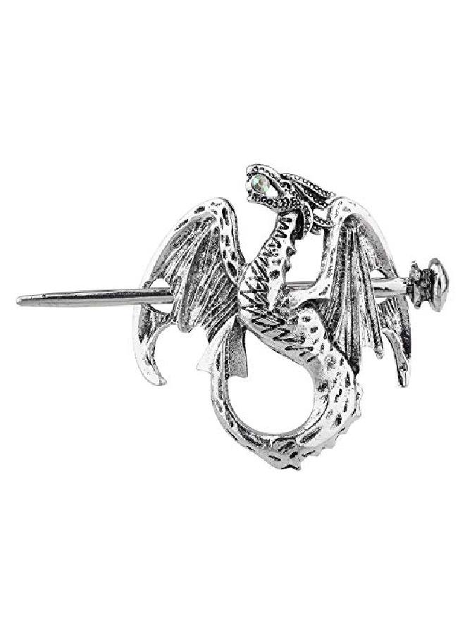 Lux Accessories Silver Tone Mystical Dragon Nailed Wings Fashionable Hair Accessories - Image 2