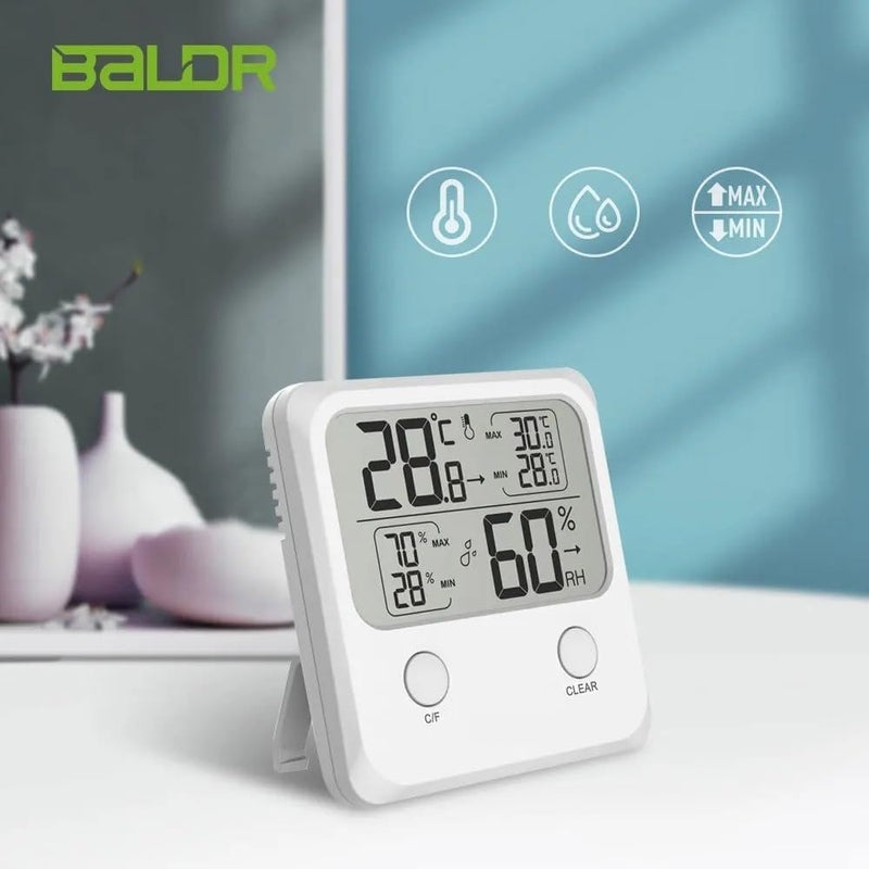 مقياس حرارة رقمي صغير بشاشة LCD، جهاز قياس رطوبة، لقياس درجة حرارة ورطوبة الغرفة الداخلية، محطة أرصاد جوية. - Image 3