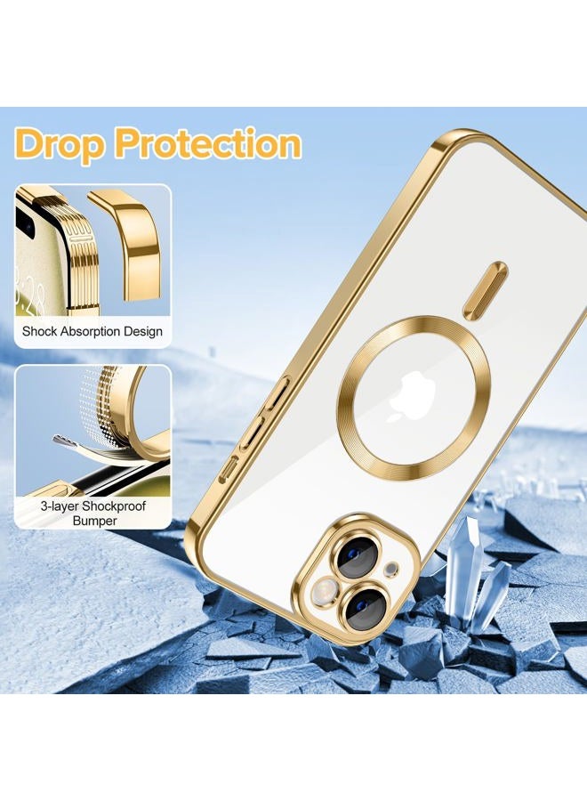 Hython Magnetic Clear for iPhone 15 Case with Camera Lens Protector [Compatible with MagSafe] Luxury Plating Edge Slim Soft TPU Cover Protective Phone Case for iPhone 15 6.1", Gold - Image 5