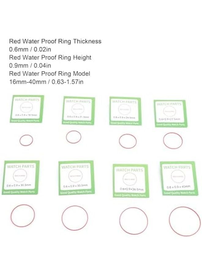 Red Watch Gasket O Ring Water Proof Kit 49pcs Plastic Back Cover Seals Set 16mm to 40mm - Image 4