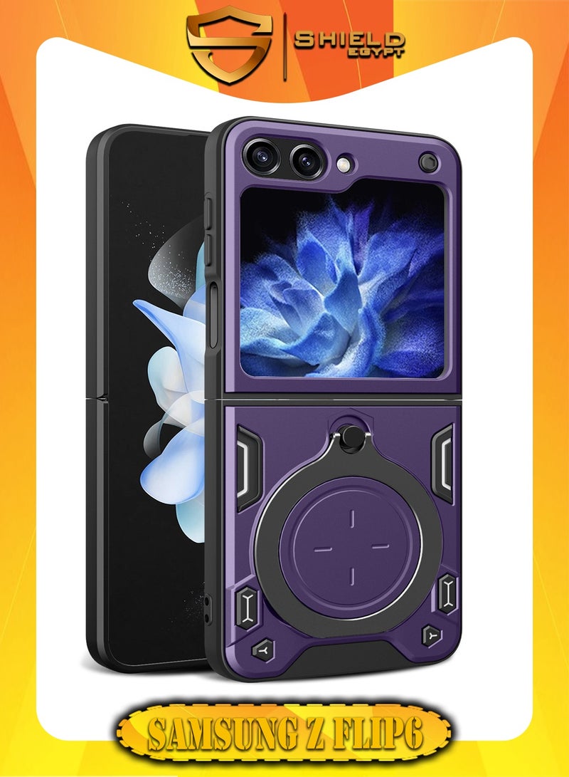 SHIELD EGYPT For Samsung Galaxy Z Flip 6 Armored Camera Shield Cover Camera Lend Protection, Built-in 360° (Purple)