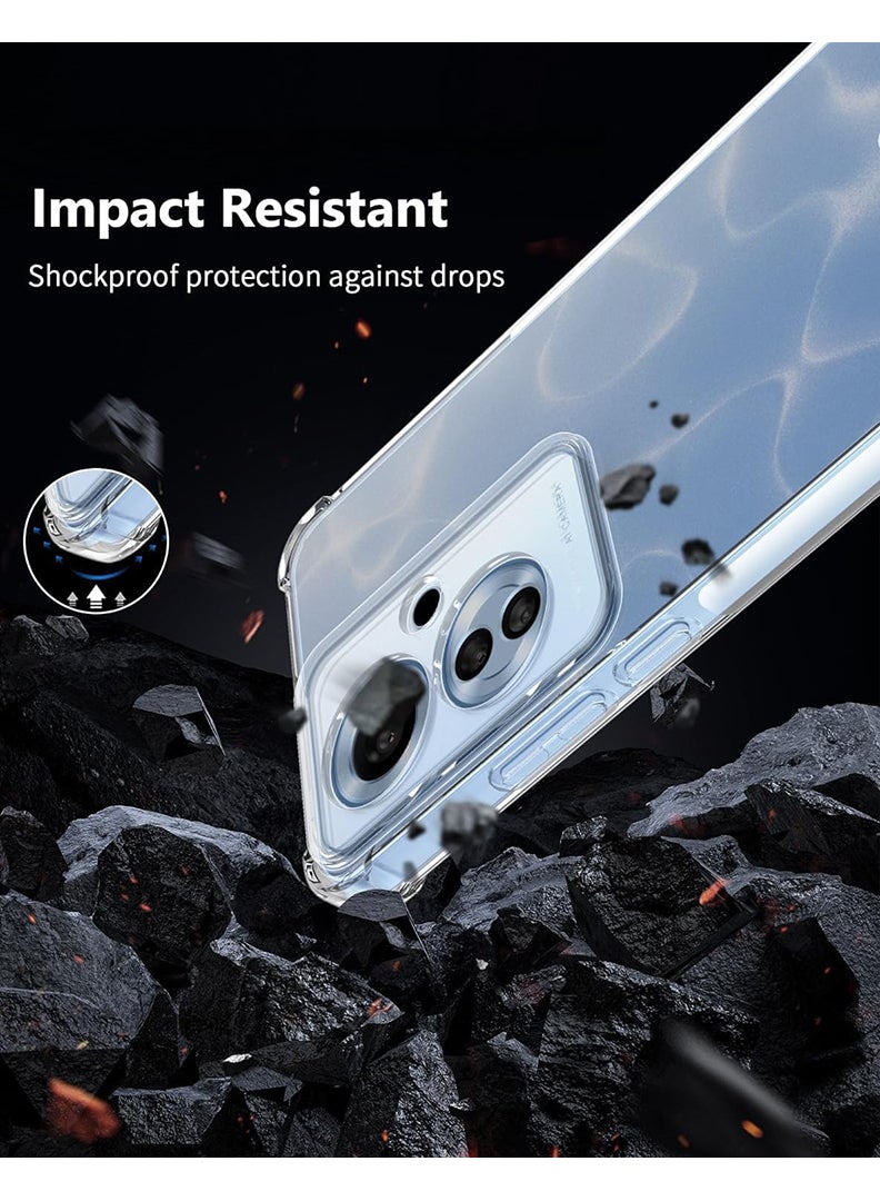 Theodor Oppo F25 Pro Clear Case, Shock-Absorption TPU Cell Phone Cover with Reinforced Corners, Soft Flexible & Crystal Clear Protective Bumper Case - Image 3