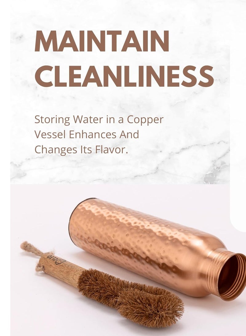 أفا AVA DESIGNZ CLEO HOME (32 Oz/950 ml) Handcrafted Hammered-100% Ayurvedic Copper Water Bottle with Canvas Bag | Lab-Tested, Leak-Proof Bottle - Image 5