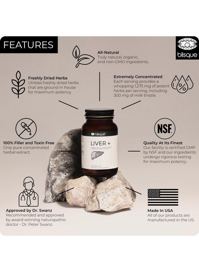 Blisque - Liver Complex Supplement to Detox, Cleanse, and Repair The Liver | Doctor Approved | Natural Ingredients | Milk Thistle, Dandelion, and Burdock Root | 90 Capsule Pills - Image 4