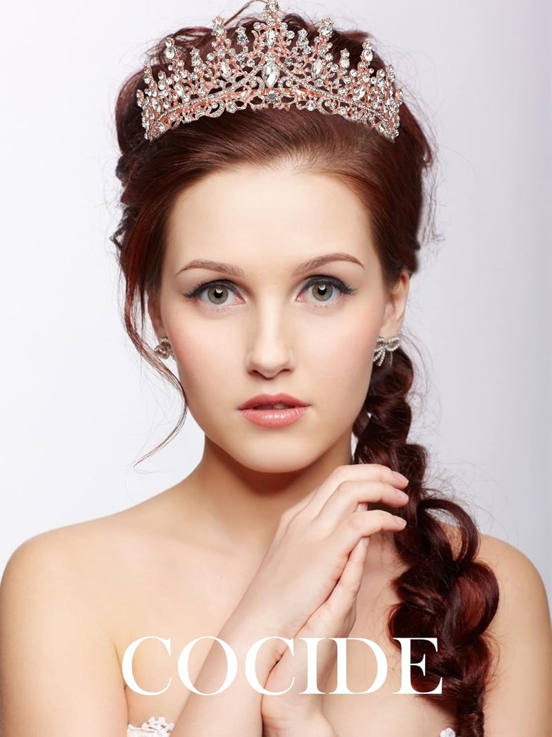Cocide Tiara and Crown for Women Crystal Queen Crown Rhinestone Tiara for Girl Bride Wedding Hair Accessories for Bridal Birthday Party Prom for Halloween Cos-play Costume Christmas - Image 3