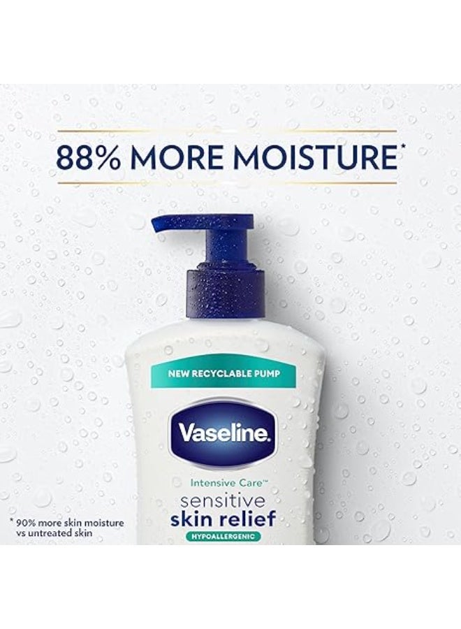 فازلين لوشن فازلين للعناية المركزة للجسم، عبوة من 4 قطع، لترطيب البشرة الحساسة والجافة، مع دقيق الشوفان الغروي والدهون فائقة الترطيب، 20.3 أونصة - Image 5