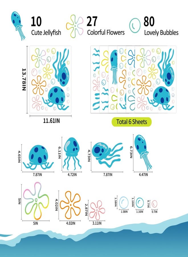 Rotumaty 117 PCS Jellyfish Bubbles Wall Stickers Under The Sea Birthday Party Decorations Ocean Wall Decals Summer Party Supplies Wall Decor for Bathroom Nursery Bedroom Home School Car - Image 4