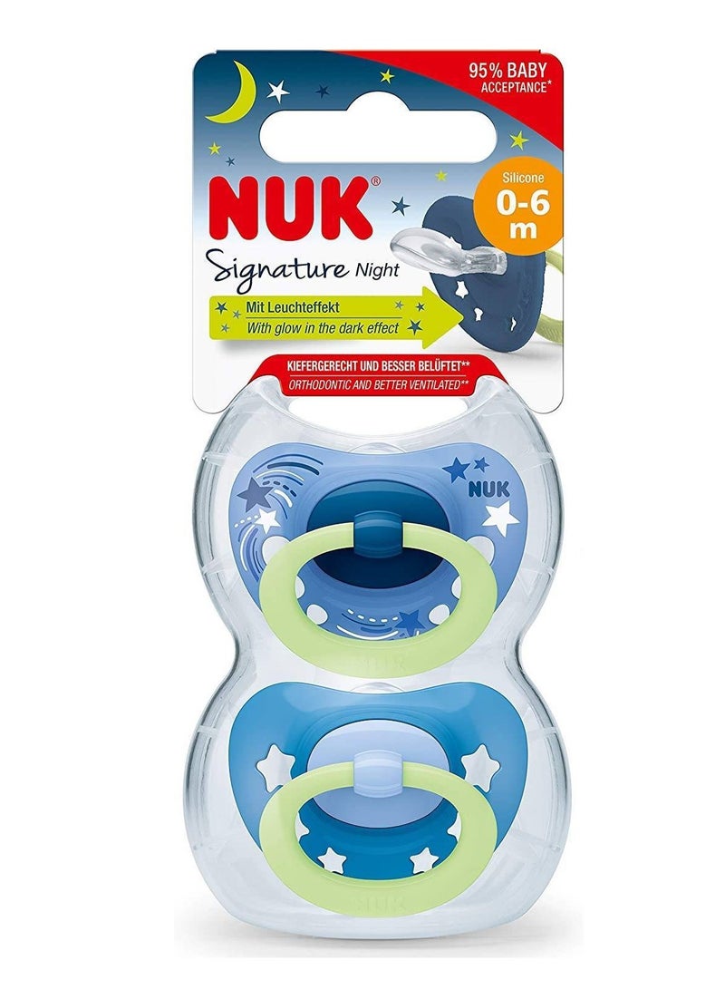 نوك لهّايات  | حزمتين من اللهايات | حلمة قلوب | لهّايات سيليكون خالية من مادة BPA | لهّايات مضادة للتفخم | لعبة تسنين الأطفال （توهج في الظلام） - Image 1