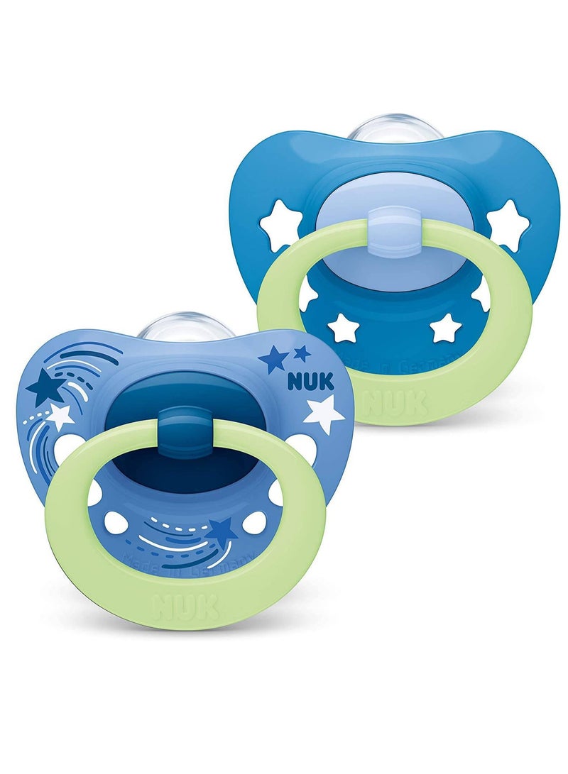 نوك لهّايات  | حزمتين من اللهايات | حلمة قلوب | لهّايات سيليكون خالية من مادة BPA | لهّايات مضادة للتفخم | لعبة تسنين الأطفال （توهج في الظلام） - Image 2