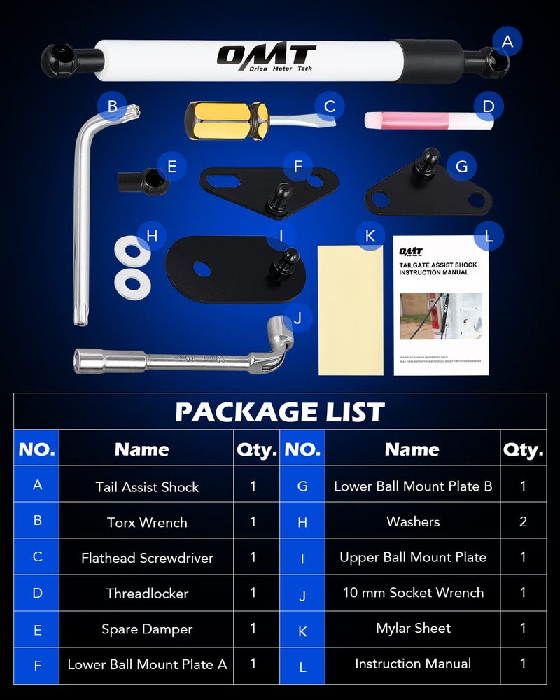 Orion Motor Tech Truck Tailgate Assist, Pickup Tailgate Lift Assist Kit Compatible with Ford F150 2015 2016 2017 2018 2019 2020 2021 2022 2023 2024 2025, F150 Truck Pickup Tailgate Shock Absorber - Image 5