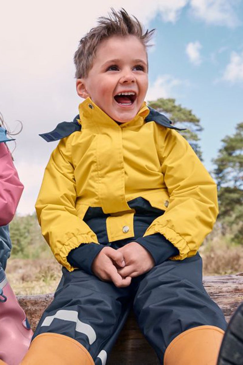 Tchibo Toddler Boys Thermal Rain Jacket, Navy and Yellow - Image 2