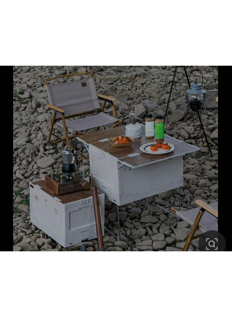 BlueFire Folding Storage Box with Table Function, Multipurpose Collapsible Organizer with Wooden Top, Portable Storage Crate for Home, Office, Camping, and Car Trunk Use – Easy to Fold, Durable, Space Saving Design - Image 3