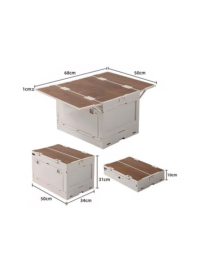 BlueFire Folding Storage Box with Table Function, Multipurpose Collapsible Organizer with Wooden Top, Portable Storage Crate for Home, Office, Camping, and Car Trunk Use – Easy to Fold, Durable, Space Saving Design - Image 4