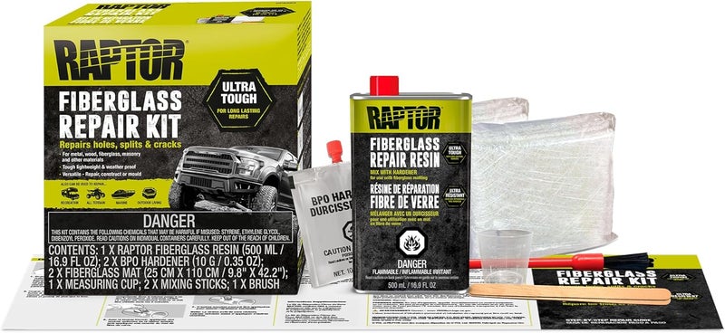 Raptor طقم إصلاح الألياف الزجاجية رابتور فائق القوة للإصلاحات طويلة الأمد على الثقوب والشقوق والتصدعات طقم إصلاح السيارات - Image 4